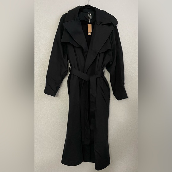 SKIMS NWT Boyfriend Fleece Trench Coat Onyx Size XS Oversized - Picture 4 of 10